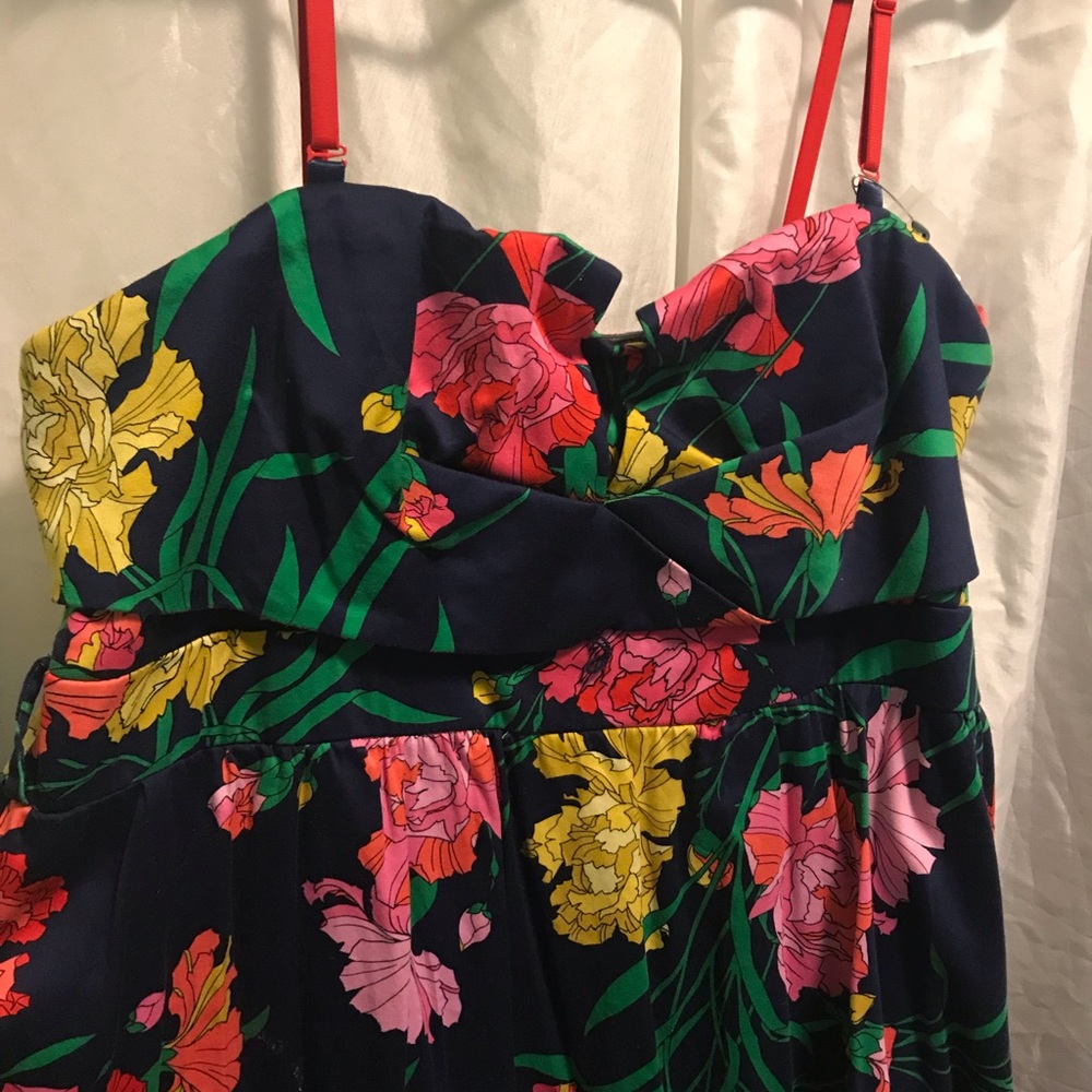 Navy blue floral print dress